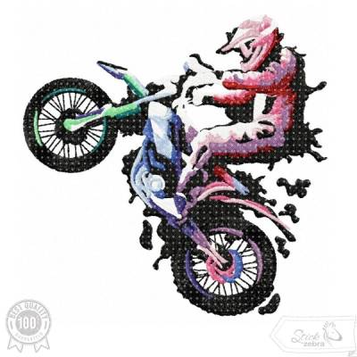 Biker Stickdatei – Actionreiches Motorrad-Motiv für starke Projekte