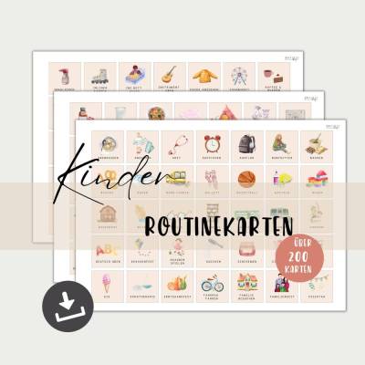 Routinekarten für Kinder, passend für Wochenplan und Tagesplan, druckbar in A4 und A3, PDF Sofort Download