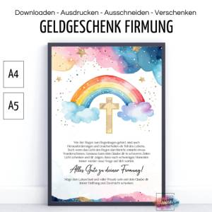 Firmung Geldgeschenk, DIY PDF Vorlage zum Ausdrucken, Last-Minute Geschenk Idee, Download, Geld kreativ verschenken Bild 1