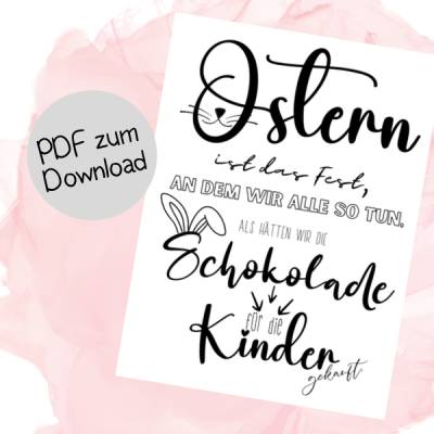 Lustige Osterkarte als Download – Schokolade nur für die Kinder?