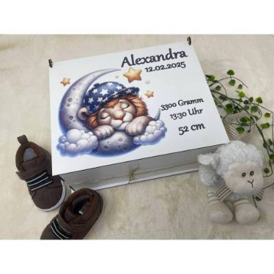 Erinnerungsbox für Baby, Erinnerungskiste, personalisierte Erinnerungskiste, Baby Geschenk personalisiert Löwe