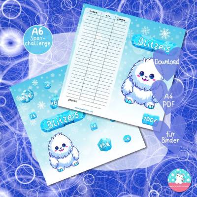 Klappkarte - Blitzeis 100 Euro sparen - Jeti- PDF A4 Download - passend für A6 Zippertaschen