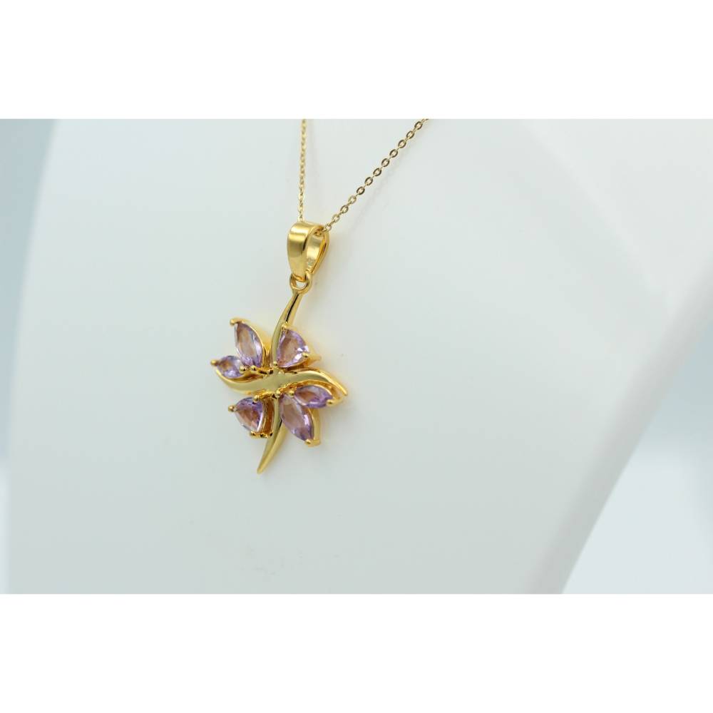Exklusiver 2,88 Carat Amethyst Anhänger 925 Silber Collier Kette