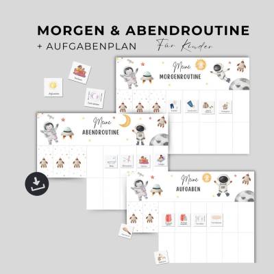 Morgen und Abendroutine inkl. Aufgabenplan für Kinder, Routineplan Set für Kleinkinder, PDF zum Ausdrucken