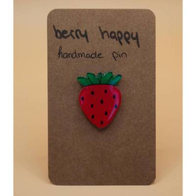 Pin Brosche Erdbeere 