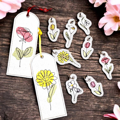 Stickdateien Set Monoline Blumen ITH – 28 Motive ab 10x10 für moderne Stickprojekte