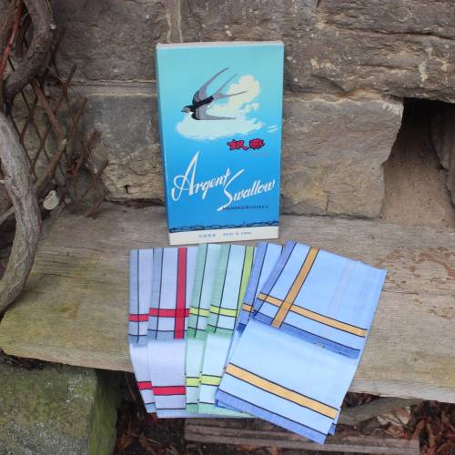 6er Set Herren Taschentücher Unbenutzt geometrisches Dekor 70er 80er Jahre Made in China