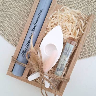 Konfirmation Geldgeschenk Konfirmationsgeschenk mit Kerzenhalter Fisch Geschenkset für Jungen und Mädchen Konfirmationsk