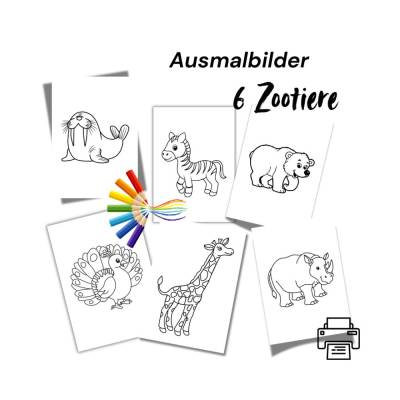 Malvorlagen Zootiere Malvorlagen für Kinder Tiere Kindergeburtstag Ausmalheft A4 Sofortdownload