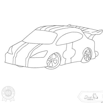 Rennauto Stickdatei – Ausmalmotiv für Kinder & kreative Nähprojekte