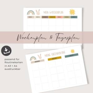 Wochenplan und Tagesplan Kinder in A3 & A4, Montessori inspiriert, PDF Download zum runterladen Bild 1