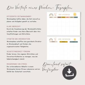 Wochenplan und Tagesplan Kinder in A3 & A4, Montessori inspiriert, PDF Download zum runterladen Bild 2