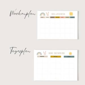 Wochenplan und Tagesplan Kinder in A3 & A4, Montessori inspiriert, PDF Download zum runterladen Bild 3