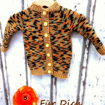 Baby-Strickjacke -Gr.68/74 handgestrickte Babystrickjacke bunte Strickjacke Knöpfe pflegeleichte Jacke 6 Monate Nr:5199