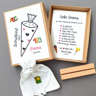Geldgeschenk zur Einschulung Mädchen, Geschenkschachtel Geschenkbox Einschulung, Schulkind