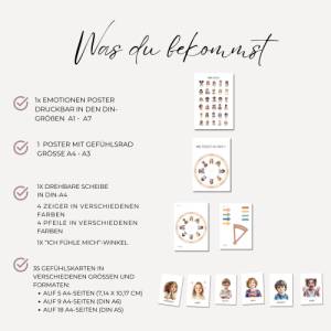 Gefühlskarten für Kinder, Montessori Lernmaterial, Gefühle Set mit Gefühlsrad, Lernposter und Gefühlskarten Bild 2