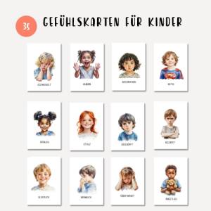Gefühlskarten für Kinder, Montessori Lernmaterial, Gefühle Set mit Gefühlsrad, Lernposter und Gefühlskarten Bild 3