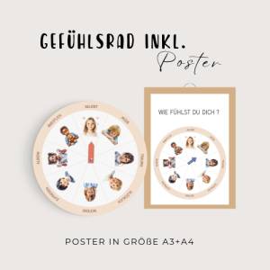 Gefühlskarten für Kinder, Montessori Lernmaterial, Gefühle Set mit Gefühlsrad, Lernposter und Gefühlskarten Bild 4