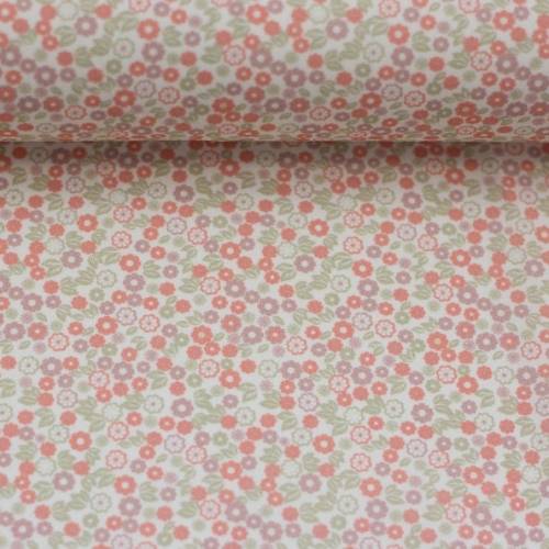 Baumwolle/Webware Tumba, kleine Blumen mauve/koralle/mint