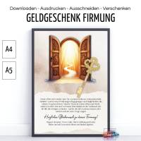Geldgeschenk zur Firmung, PDF Download Vorlage zum Ausdrucken, Last-Minute Geschenk Idee, Geld kreativ verschenken Bild 1