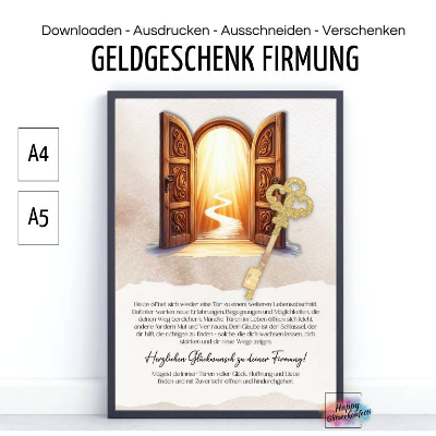 Geldgeschenk zur Firmung, PDF Download Vorlage zum Ausdrucken, Last-Minute Geschenk Idee, Geld kreativ verschenken