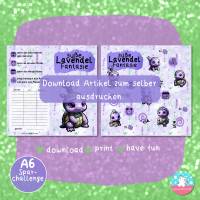 Klappkarte - süße Lavendel Fantasie - Sparchallenge mit Schildkröten- PDF A4 Download - passend für A6 Zippertaschen Bild 3