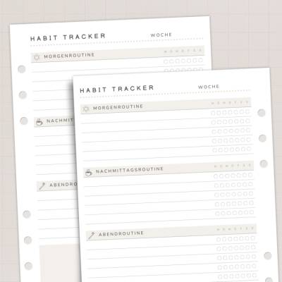 Routinen-Tracker A5 Einlagen - 10 Blatt in Boho-Farben | Planer-Einlagen für Morgen-, Mittags- & Abendroutine | Gelocht 