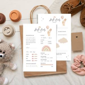 Babyparty Spiel Ausfüllkarten, Ratespiel und Wünschekarten im Boho Regenbogen Stil, PDF zum Ausdruckenen, Babypa Bild 4