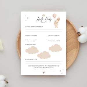 Babyparty Spiel Ausfüllkarten, Ratespiel und Wünschekarten im Boho Regenbogen Stil, PDF zum Ausdruckenen, Babypa Bild 6