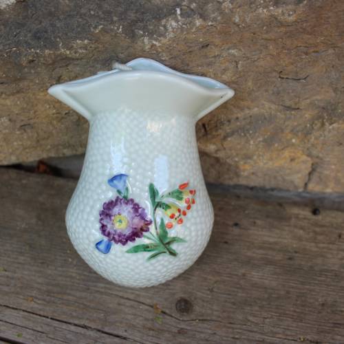 Wandvase Handbemalt mit Blumendekor Porzellan 50er Jahre DDR