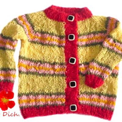 Babyjacke Gr.74 handgestrickte Jacke bunte Strickjacke Cardigan 9 Monate Mädchenjacke leichte Sommerjacke 