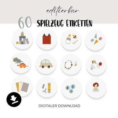 Spielzeug Etiketten für Kinder, editierbare Etikettenvorlage zur Organisation im Kinderzimmer, Aufbewahrung Trofast, Mon