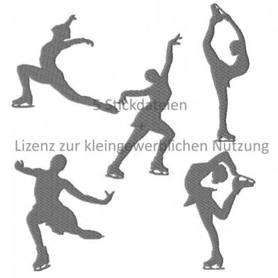 Stickdatei Set mit Gewerbelizenz, Eiskunstlauf 5 Motive 10X10 Rahmen