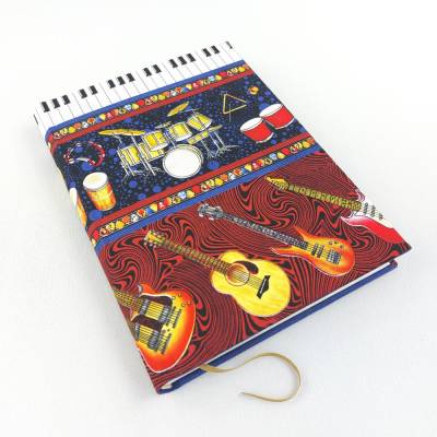 Notizbuch, Gitarre, Instrumente, DIN A5, 140 Blatt, handgefertigt, Bullet Journal