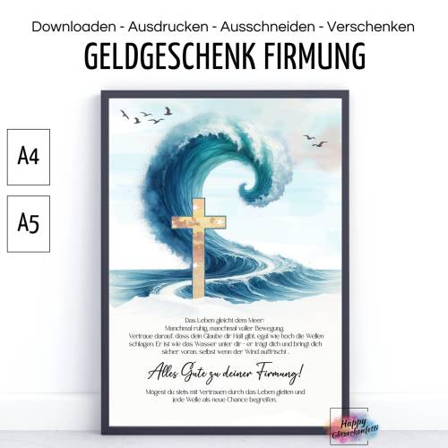 Firmung Geldgeschenk, DIY PDF Vorlage zum Ausdrucken, Last-Minute Geschenk Idee, Download, Geld kreativ verpacken versch