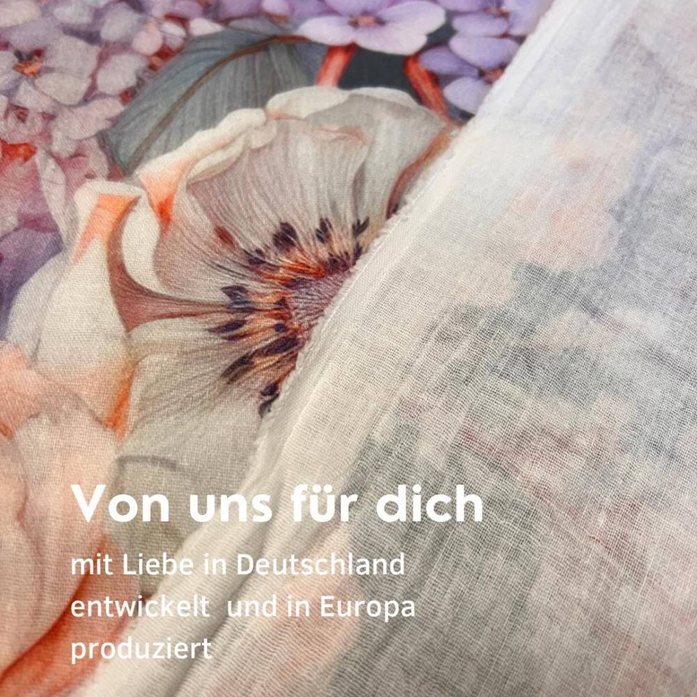 Hortensien Musselin bedruckt Damenstoff, Musselin Meterware von