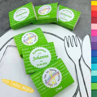 Schokobanderole Kommunion Gastgeschenk Tischkarte personalisiert – Du bist ein Ton in Gottes Melodie