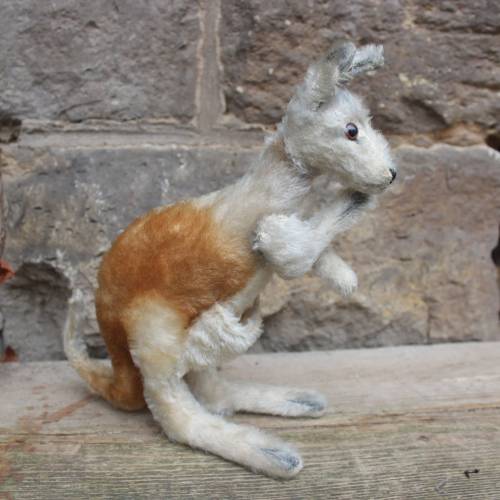 STEIFF Känguruh Linda 24 cm Mohair Stofftier ohne Baby und IDs 60er 70er Jahre