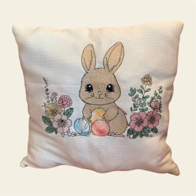 Stickdatei Hase Osterhase mit Blumen – Lineart Set 2513 | Design-by-Jasmina