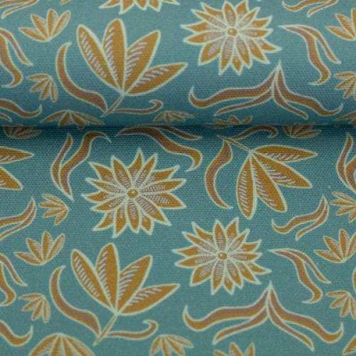 Swafing Canvas Retro Flowers by Emjo Design, ocker/mint