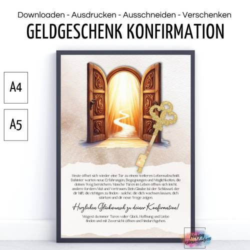 Konfirmation Geldgeschenk, DIY PDF Vorlage zum Ausdrucken, Last-Minute Geschenk Idee, Download, Geld kreativ verpacken v