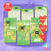 Sparchallenge Spinne Fipps - Geld sparen - PDF A4  - Bundle 250 350 450 Euro Bild 1