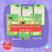 Sparchallenge Spinne Fipps - Geld sparen - PDF A4  - Bundle 250 350 450 Euro Bild 2