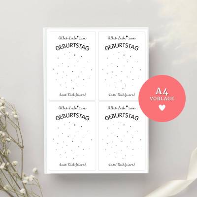 Karten für Geschenktüten PDF Datei A4 