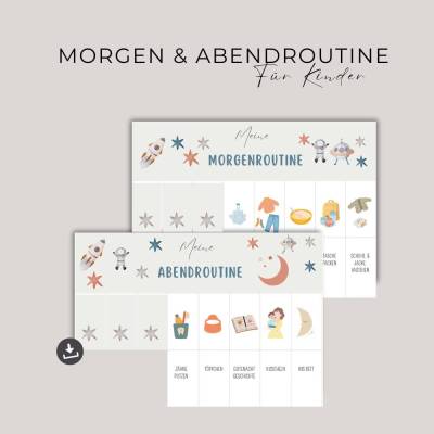 Morgen und Abendroutine für Kinder, Routineplan für Kleinkinder, Routine Set zum Ausdrucken, Tagesplaner, PDF Sofort Dow