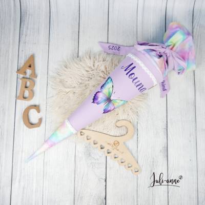 Schultüte Stoff Schmetterling Flieder Bunt 70cm 85cm   *personalisierbar und mit Kisseninlet