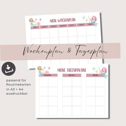 Wochenplan und Tagesplan für Kinder, Montessori inspiriert, druckbar in A4 und A3, PDF zum Ausdrucken Sofort Downl