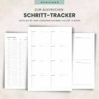 Schritt-Tracker 30 Tage - Printable PDF | 10.000 Schritte Challenge | A4 zum Ausdrucken Bild 1