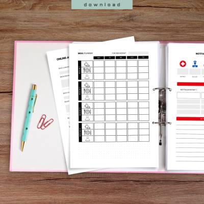 Haushaltsordner Vorlagen Bundle - 24 Seiten PDF zum Ausdrucken für mehr Überblick im Alltag