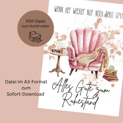 Wenn der Wecker nur noch Deko ist – Ruhestandskarte als PDF-Download